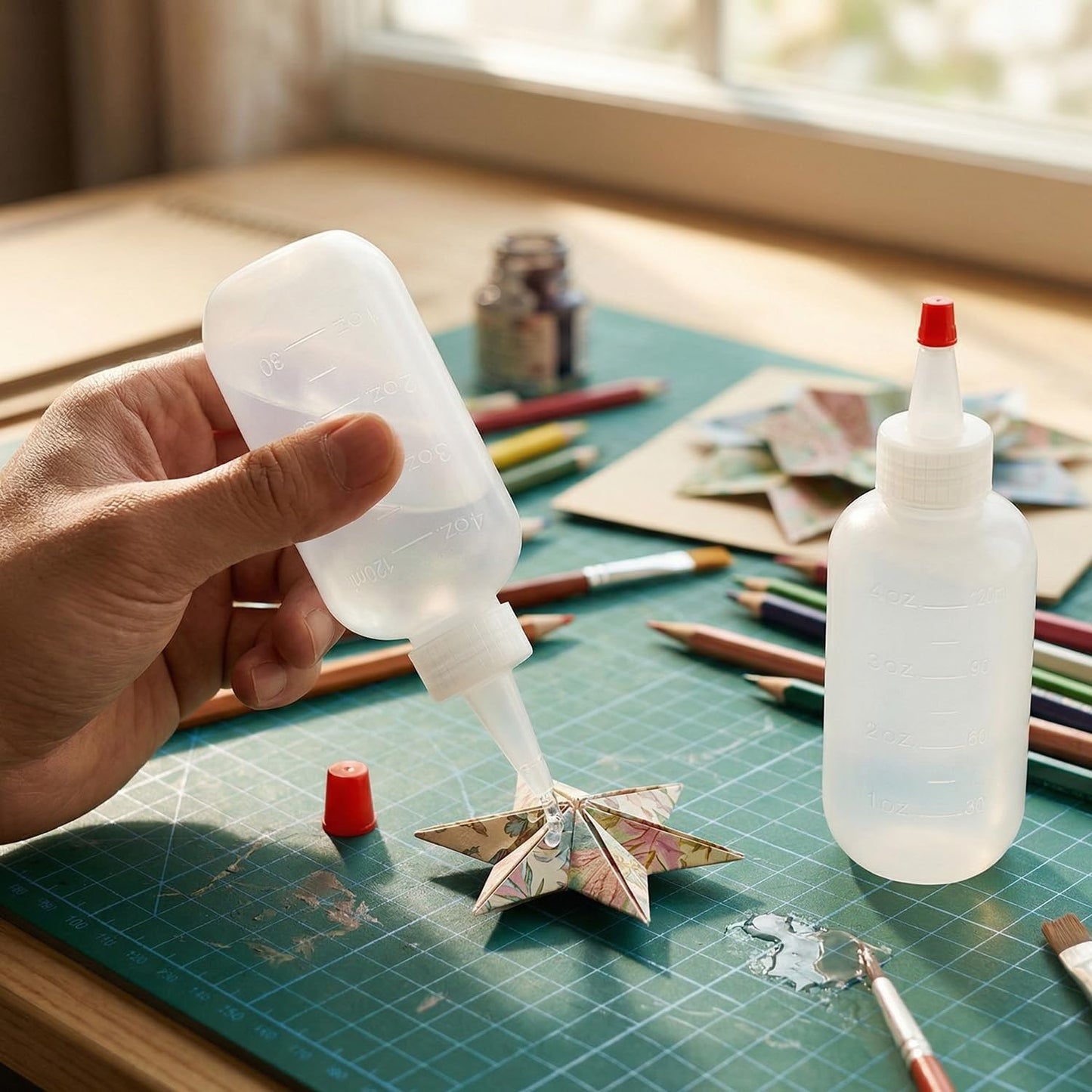 2PCS 120ml Squeeze Applicator Bottles with Red Pointed Tip &amp; Graduated Scale, Reusable Translucent PE Plastic Liquid Dispensers for Hair Dye, Shampoo, Conditioners, Travel &amp; DIY Crafts
