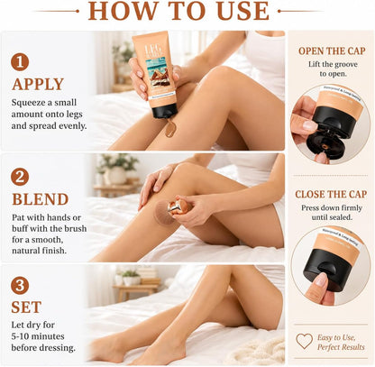 Body Coverage Perfector Waterproof, Leg Makeup Tattoo Cover Up Cream Full Coverage Foundation with Large Brush for Daily Wear