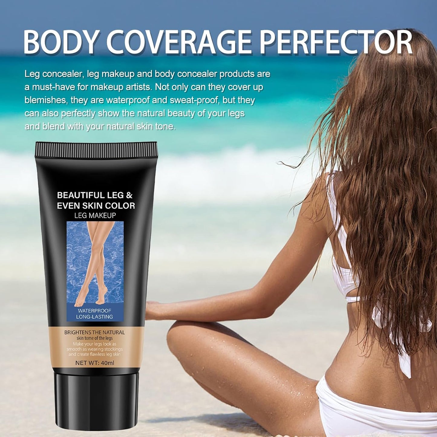 Leg Makeup Waterproof No Transfer, Leg Make Up to Cover Veins, Concealer Full Coverage, Body Concealer, Tattoo Cover Up Makeup, Even Skin Tone, Easy Application(03 Brown Color,40ml)