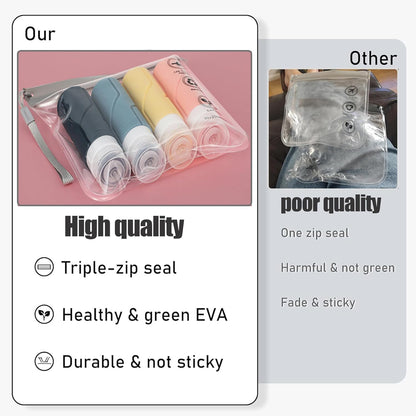 Caija-H 5pcs Clear Travel Toiletry Bag - Airport Security Liquids Bags, Airport Liquid Bag 20 x 20cm TSA Approved, Travel Accessories/Holiday Essentials Makeup Bags/HangLuggage for Men Women