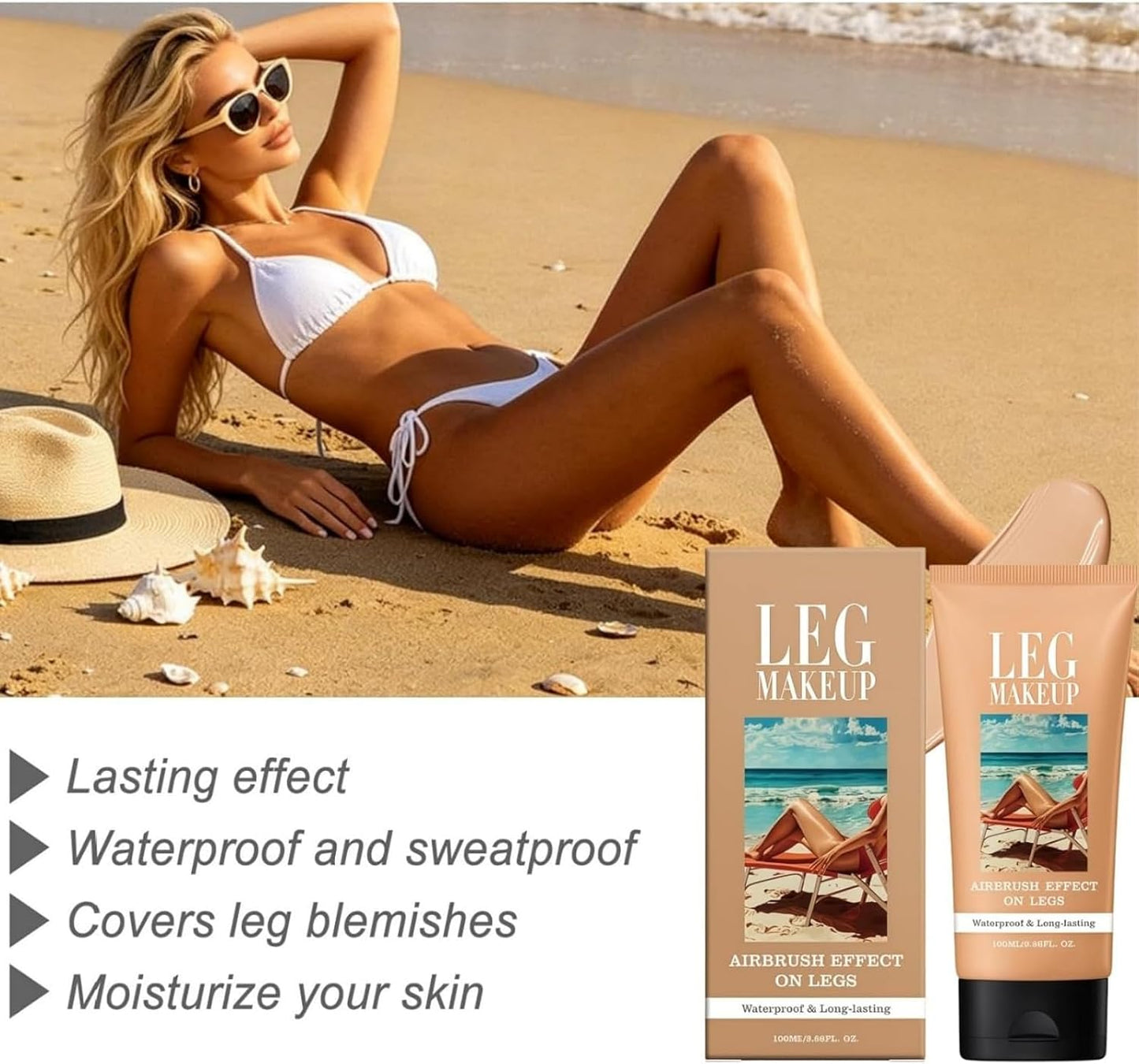 100ml Long Wear Waterproof Concealer,Body Foundation&amp;Body Concealer,Leg Makeup No Transfer,Waterproof Concealer Cream,Long Lasting Effect,Easy to Use,Natural &amp; Gentle Formula,for Most Skin Tones,02