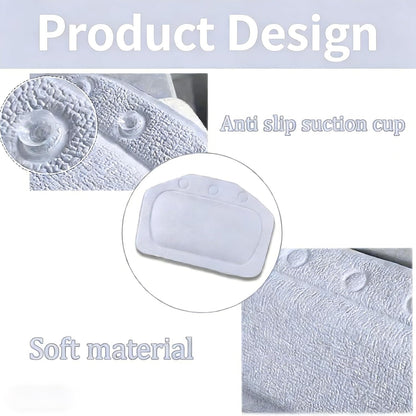 Bath Pillow With 3 Strong Suction Cups, Soft Waterproof Bathroom Pillow for Tub, Relaxing Bathtub Pillow for Neck and Back Support Modern Minimalist Design Durable Bath Accessories