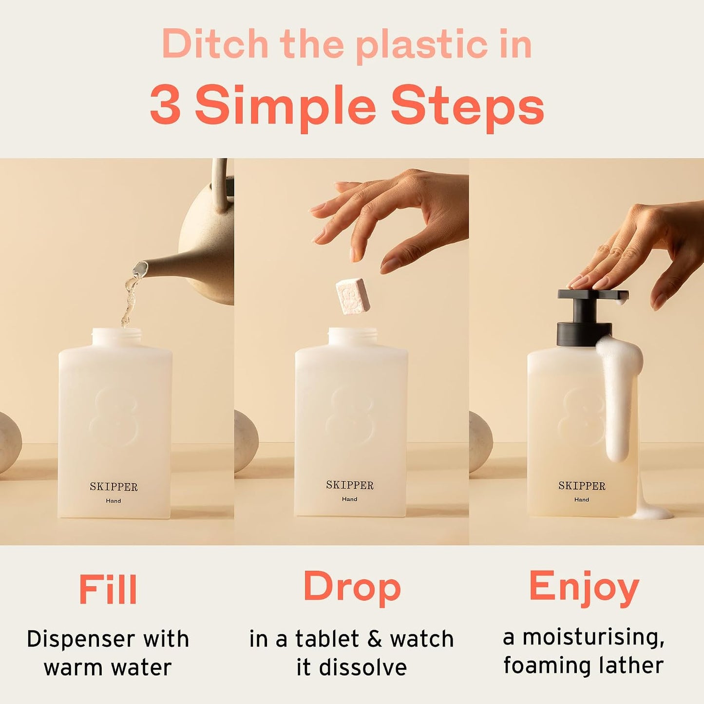 Tirtyl Skipper Foaming Hand Soap Tablet Refills - 6 Pack - 1.5L total (6x 250ml) - Rebranded - Compostable Packaging - Variety Fragrance Pack
