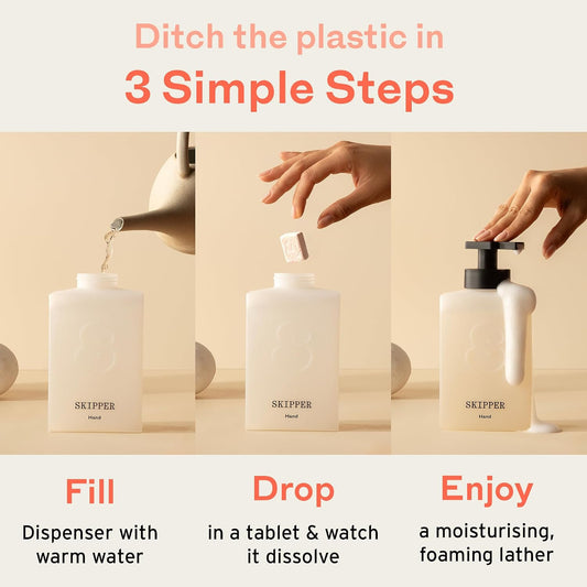 Tirtyl Skipper Foaming Hand Soap Tablet Refills - 6 Pack - 1.5L total (6x 250ml) - Rebranded - Compostable Packaging - Variety Fragrance Pack