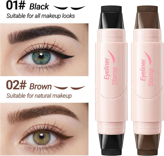 Erinde Brown Eyeliner Stamp Set, Dual-End Rotatable Liquid Eyeliner Pencil, Waterproof &amp; Smudge-Proof Long Lasting Makeup, Winged Eyeliner for Beginners and Makeup Enthusiasts
