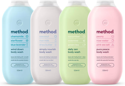 Method Body Wash, Simply Nourish, Shower Gel, Coconut, Rice Milk And Shea Butter Scent, Pack of 1, 532ml