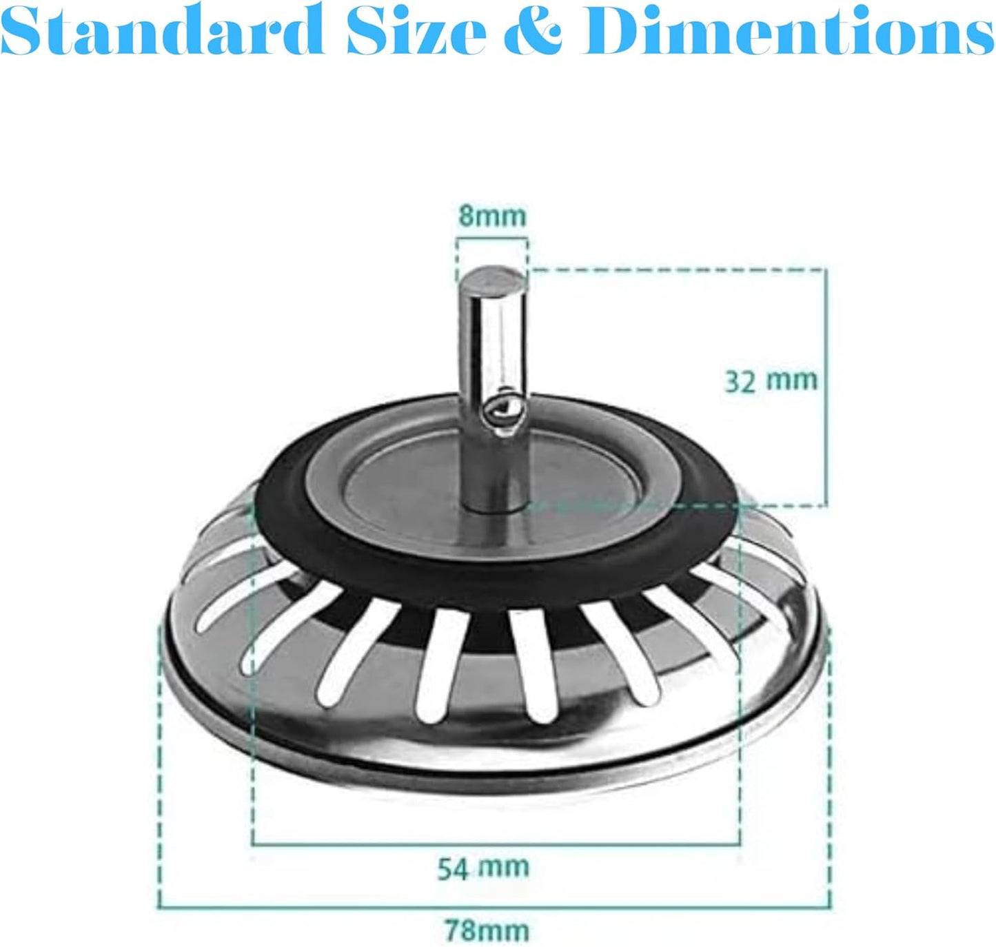 PROVIDE – 304 Stainless Steel Kitchen Thicken Sink Plug Strainer – Rust Free Kitchen Sink Strainer Replacement for Food and Hole Hair Catcher Hole Diameter 78mm