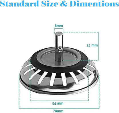 PROVIDE – 304 Stainless Steel Kitchen Thicken Sink Plug Strainer – Rust Free Kitchen Sink Strainer Replacement for Food and Hole Hair Catcher Hole Diameter 78mm