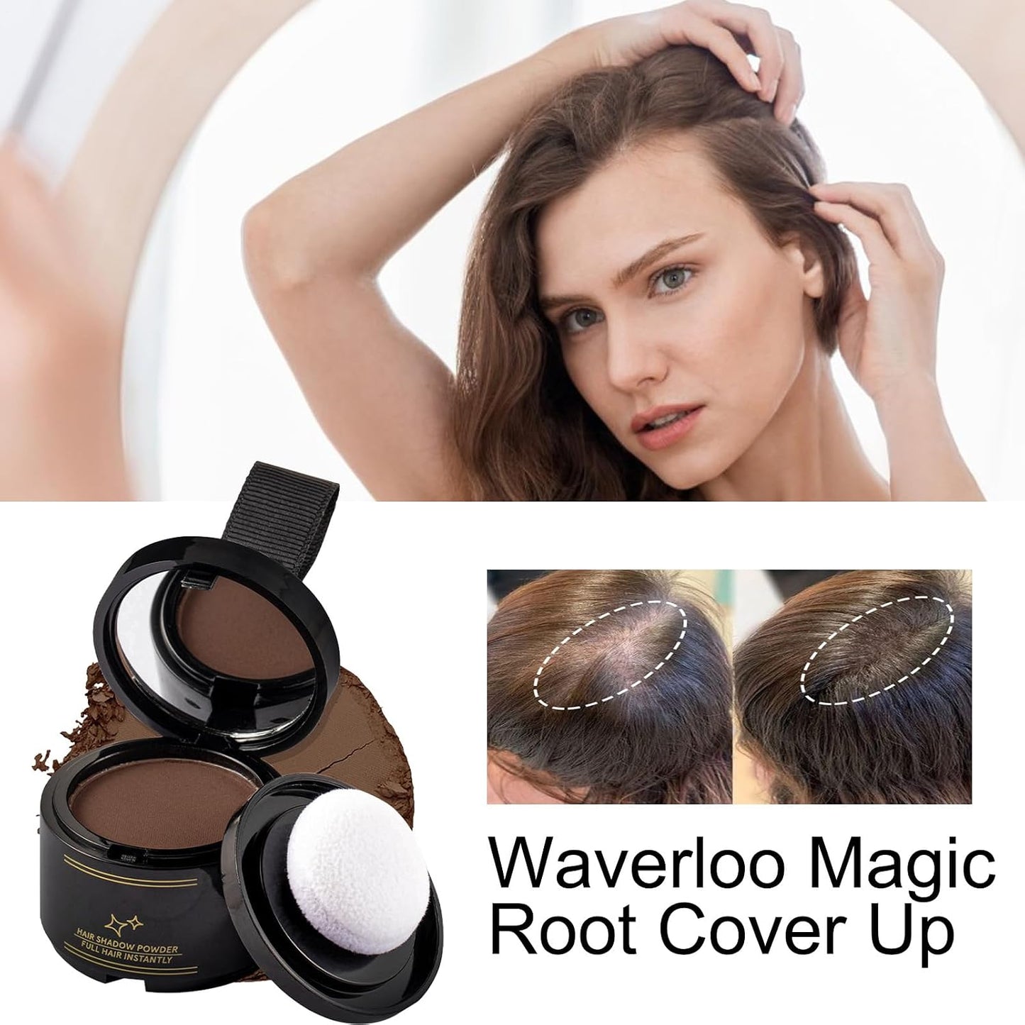 Root Powder - Hairline Powder | Hairline Concealer | Root Hair Color | Temporary Hair Color | Hairline and Beard Filler for Quick Touch Ups