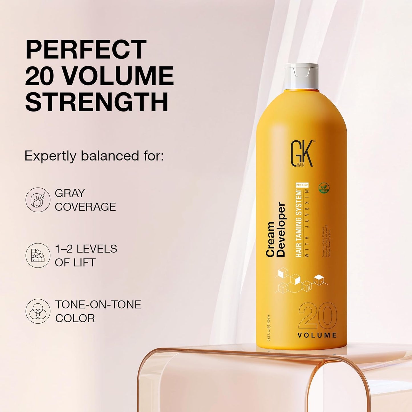 Global Keratin GK HAIR Professional Hair Creme 20 Volume Developer 1000ml for Hair Coloring Bleach - High-Performance Long Lasting Semi-Permanent Hair Color Toner Dye