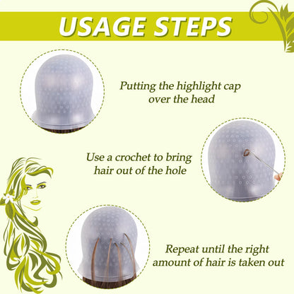 Highlighting Cap, Highlighting Kit Hair Blonde Highlighting Kit Hair Streaking Kit for Professional Salon Silicone Hairdressing Tools for Women Men
