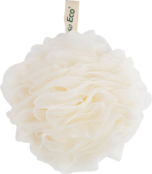 So Eco Bath &amp; Shower Pouf – 100% Recycled Netting, Gentle Exfoliating Sponge for Daily Cleansing – Vegan &amp; Plastic-Free Packaging - 70g