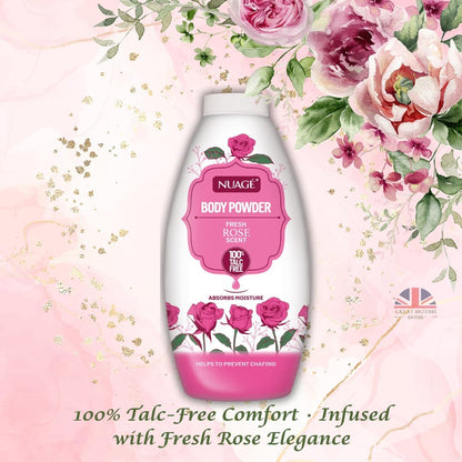 NEW Nuage Talc Free Body Powder 250g x 4 Pack – Fresh Lavender, Rose, Water Lily &amp; Cherry Blossom – Moisture-Absorbing Talc Free Powder for Women &amp; Men by GBH