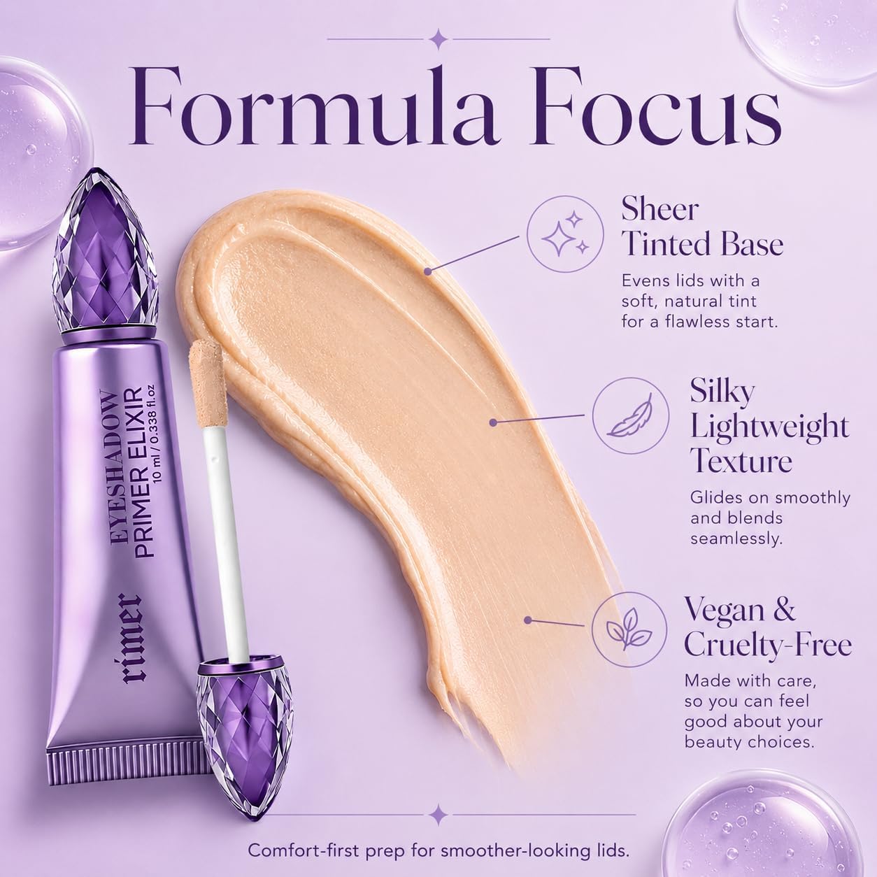 Eyeshadow Primer, Eye Primer,Eyelid Primer for Smooth Lid Base,Long-Lasting Eye Shadow Even Colour Payoff Helps Prevent Creasing, Sheer Tinted Base for Mature Skin