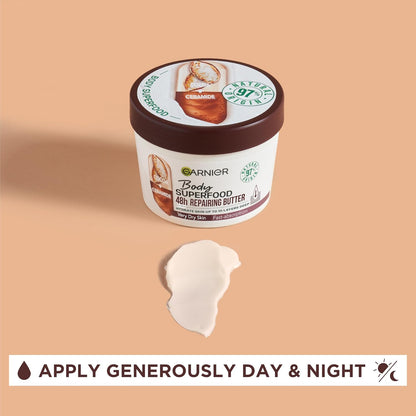 Garnier Body Superfood, Repairing Body Butter, With Cocoa &amp; Ceramide, Body Butter for Very Dry Skin, Vegan Formula, Approved by Cruelty Free International, 300ml