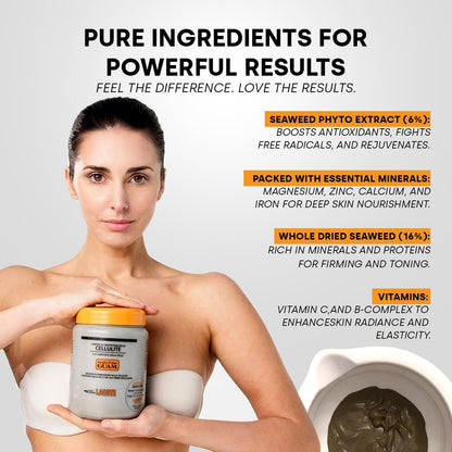 GUAM Seaweed Mud Stubborn &amp; Deeply Rooted Anti Cellulite Treatment - 1kg Antioxidant Hot Body Mask Cellulite Remover for Legs &amp; Thighs - Skin Firming Cream to Reduce Imperfections &amp; Boost Circulation