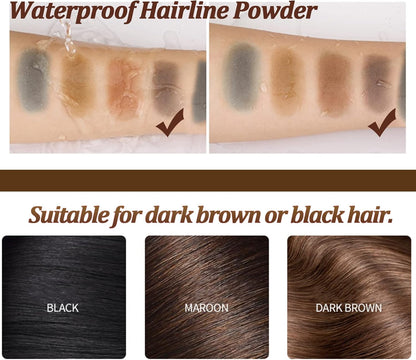 OKAQEE Instantly Hairline Shadow - Powder Quick Cover Grey Hair in Regrowth Treatments Windproof Sweatproof Touch-Up for Root Concealer Long Lasting with Mirror &amp; Puff (（Dark brown）), Pack of 1