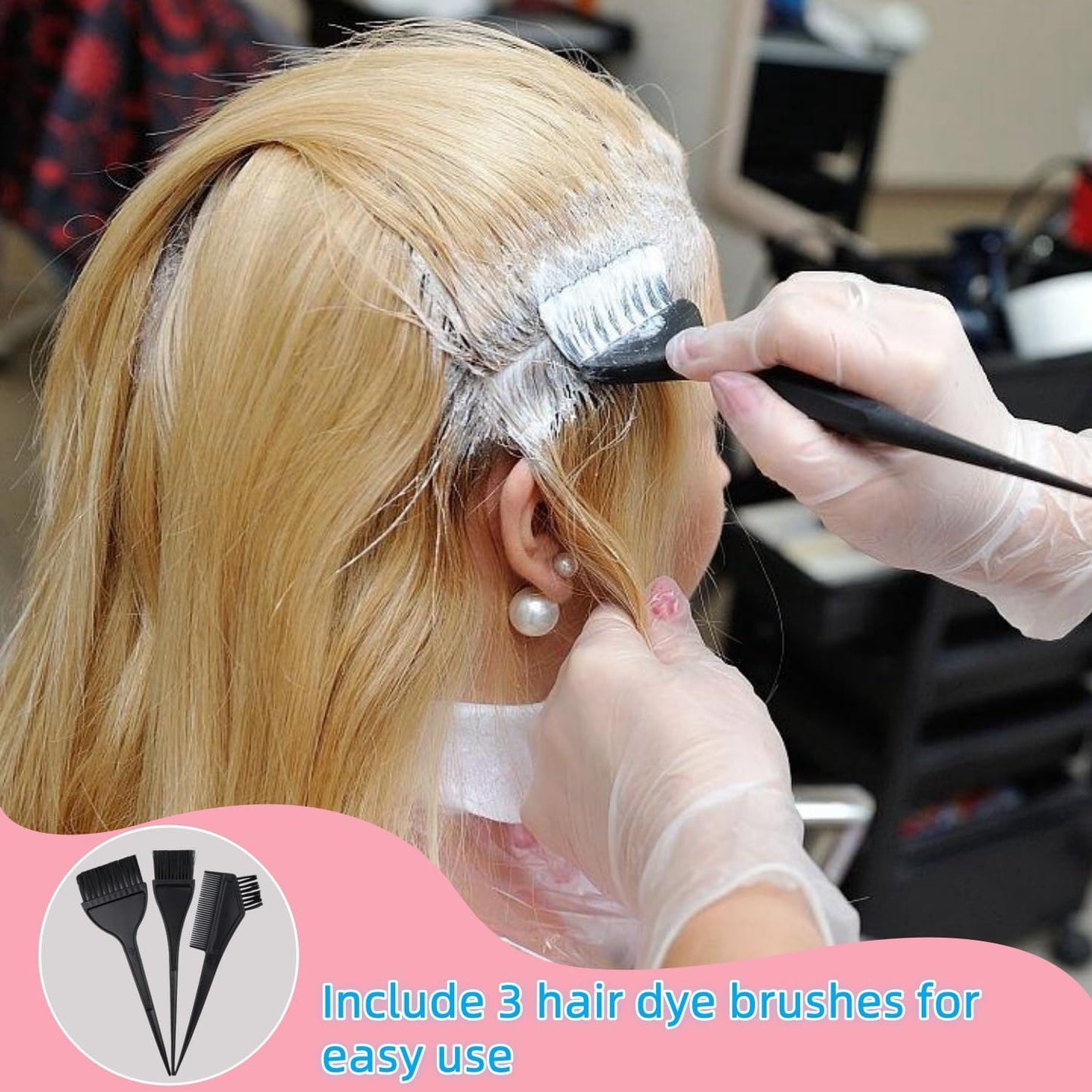 Silicone Highlight Hair Cap with Hole Position, Professional Reusable Hair Coloring Cap with Crochet and Brushes, Salon Hairdressing Dyeing Tools for Women Men