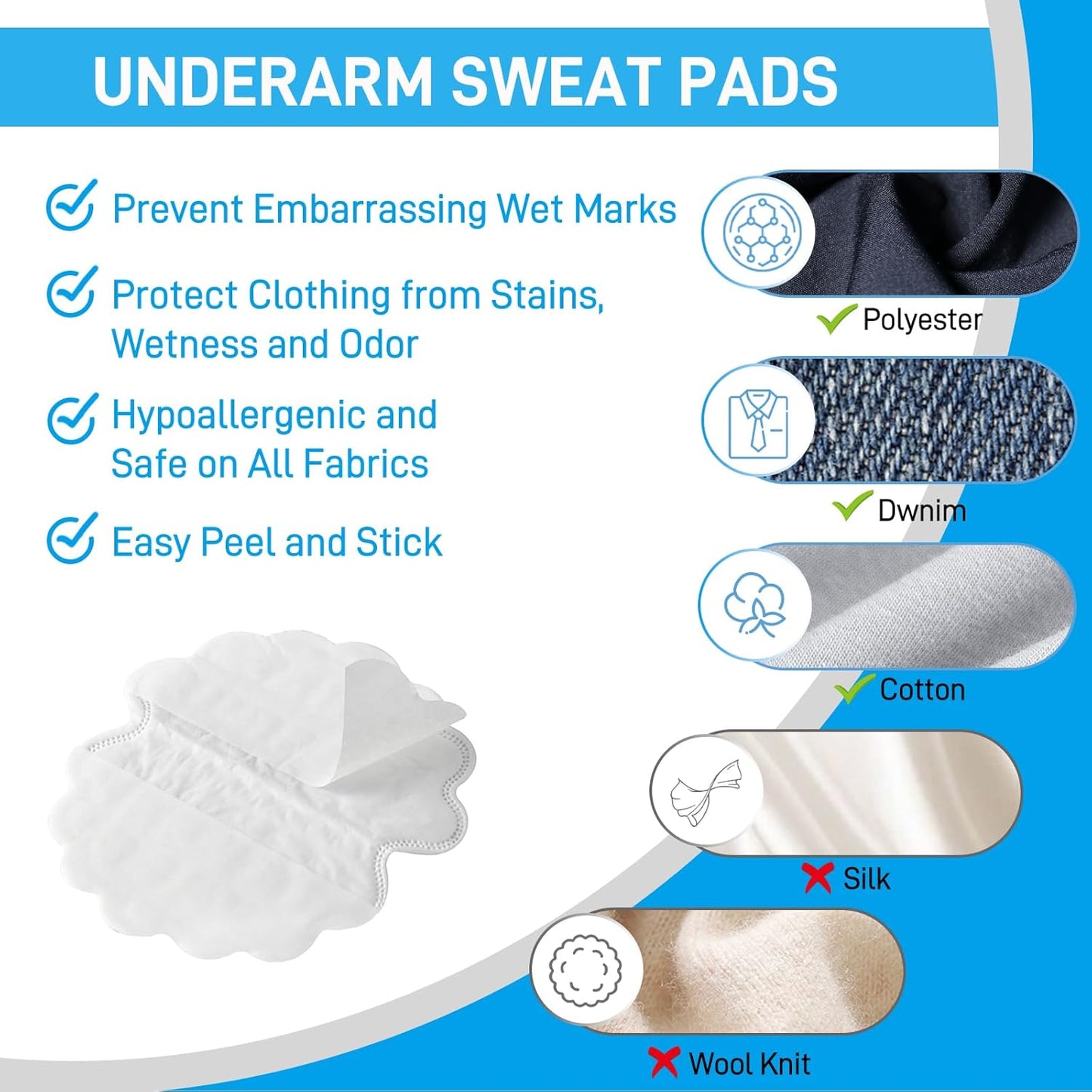 Armpit Sweat Pads - Disposable Underarm Sweat Pads - Antiperspirant Absorbent Odour Blocker Pads Armpit Dress Shields, Fights Hyperhidrosis,For Men &amp; Women (30 Pads 15Pairs)