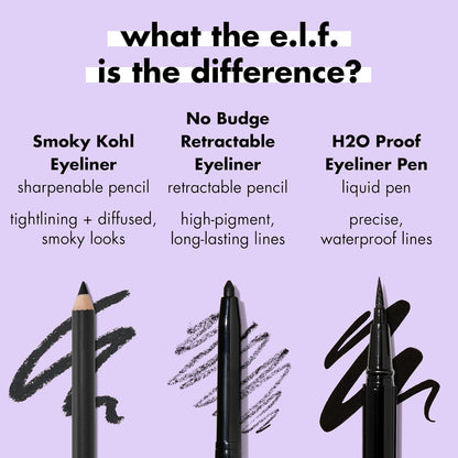 e.l.f. Smoky Kohl Eyeliner, Eye Pencil for Creating Long-Lasting, Bold, High-Pigment Makeup Looks, Vegan &amp; Cruelty-Free, Black Velvet