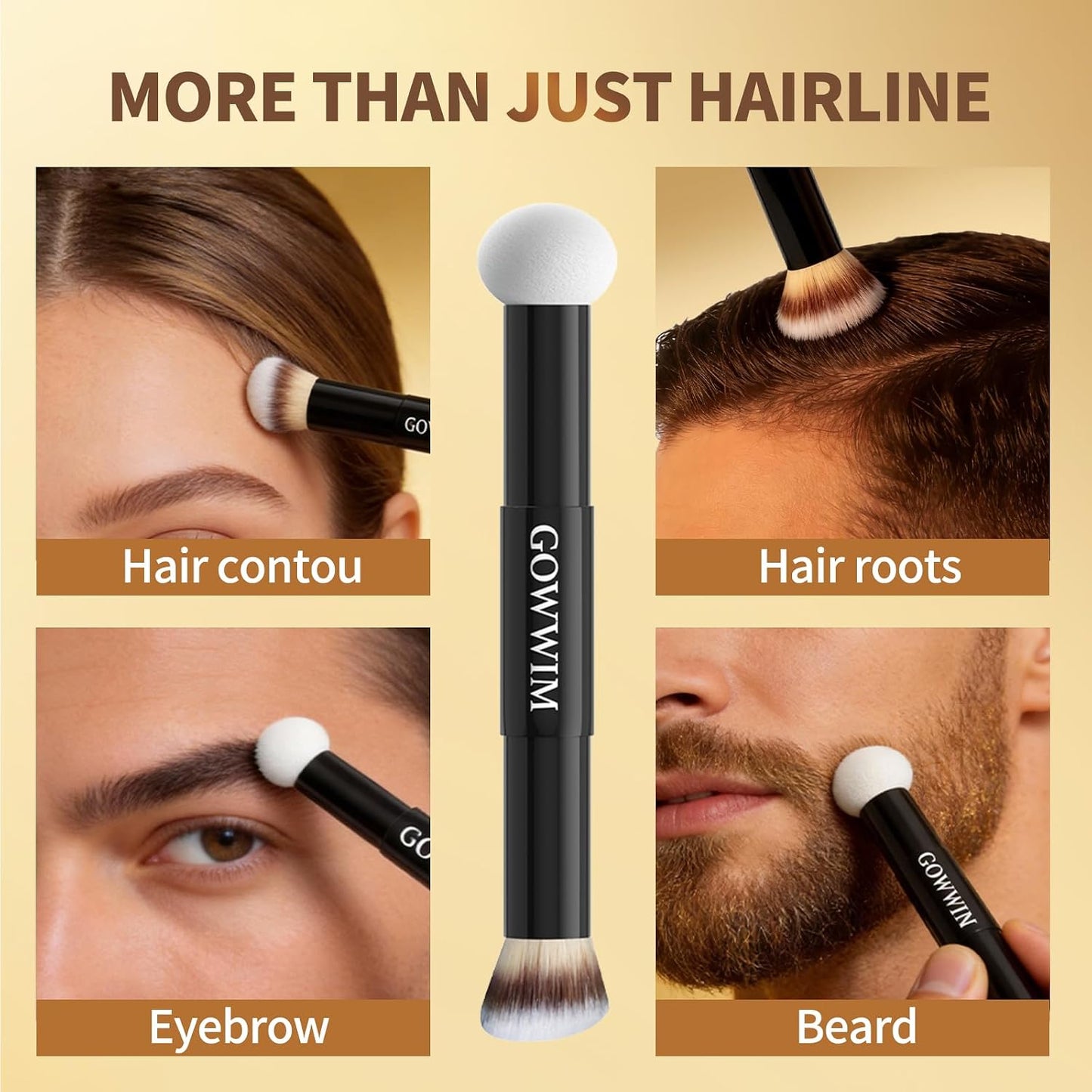 Gowwim 10g Root Touch up Powder with Brush, Gray Hair Cover up Hairline Powder for Women &amp; Men Sweatproof Root Cover up Long-Lasting for Thinning &amp; Loss Hair Black