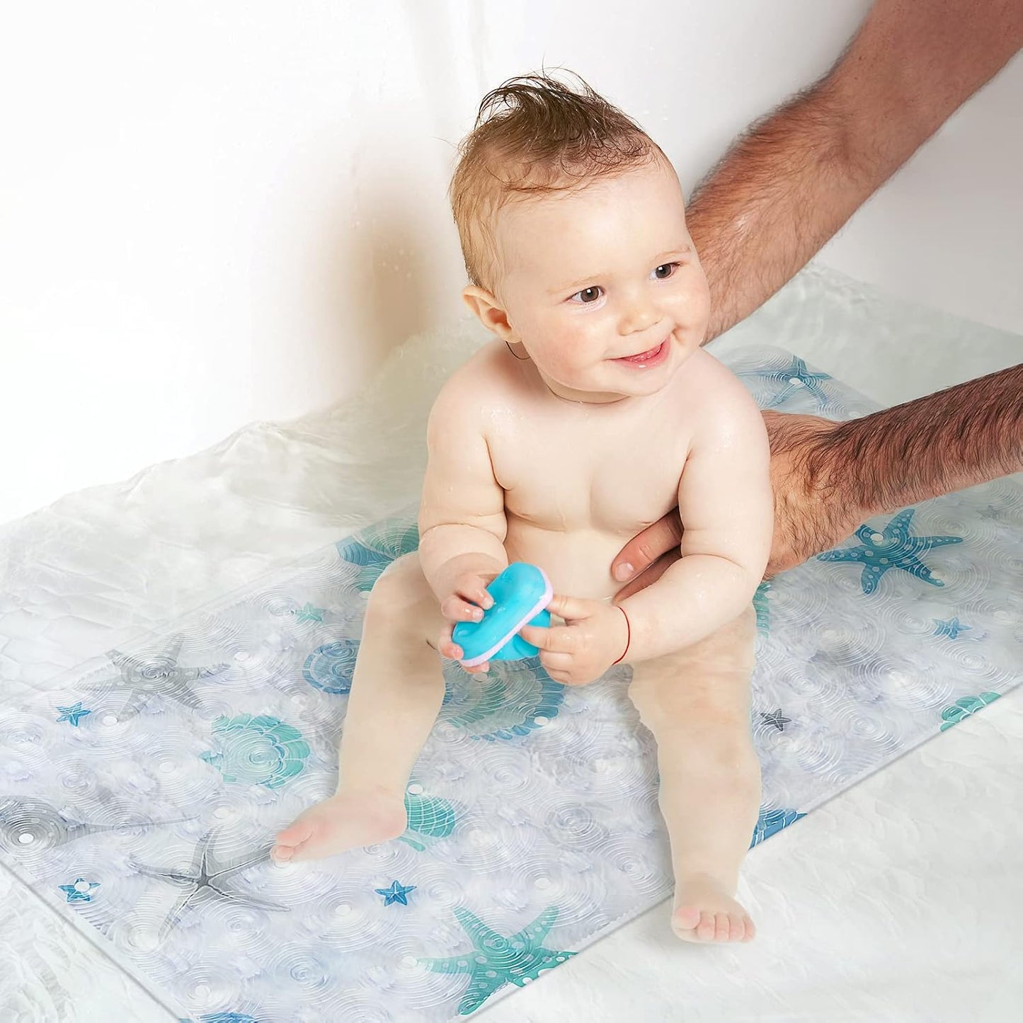 OTHWAY Baby Bath Mats Non Slip Children's Bath Mat Anti Mould Baby Bathtub Mat Safety Toddlers and Nippers Bathroom Shower Tub Mats with Suction Cups, Bath Mat Anti Slip 39 x 71cm Clear Sea Creature
