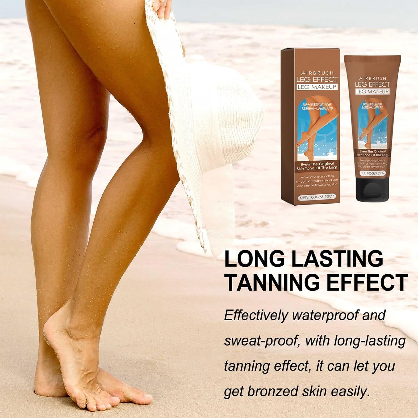 2PCS Waterproof Leg Makeup with Tanning Effect – Full Coverage Body Concealer for Veins &amp; Scars, Natural-Looking Bronzing Cream, Sweat-Resistant &amp; Streak-Free Blendable Foundation (Bronze)