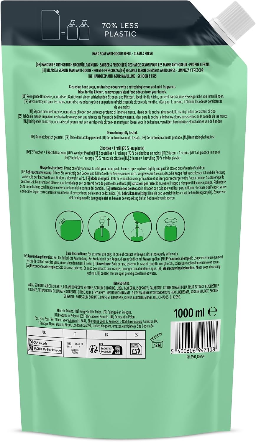 by Amazon Anti-Odour Hand Soap Refill, 2 x 1000ml