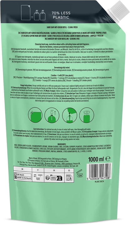 by Amazon Anti-Odour Hand Soap Refill, 2 x 1000ml