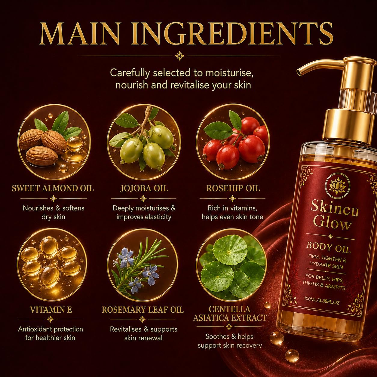 New Skincu Glow Remedy Oil for Women, Skincu Anti Aging Body Oil for Crepey, Fast Absorbing Non-Greasy Body Massage for Dry Crepey-Looking Skin, Arms, Legs, Thighs &amp; Tummy