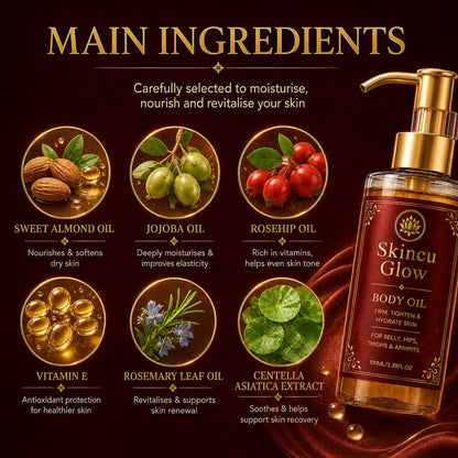 New Skincu Glow Remedy Oil for Women, Skincu Anti Aging Body Oil for Crepey, Fast Absorbing Non-Greasy Body Massage for Dry Crepey-Looking Skin, Arms, Legs, Thighs &amp; Tummy