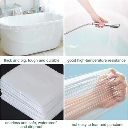 10PCS Quality Disposable Bathtub Cover Liner Bag Portable Heat-Resistant, Large Thickened Bath Tub Lining Film for Home Travel Hotel Bathtubs Salon SPA (260cmx 120cm), Each Individually Packaged