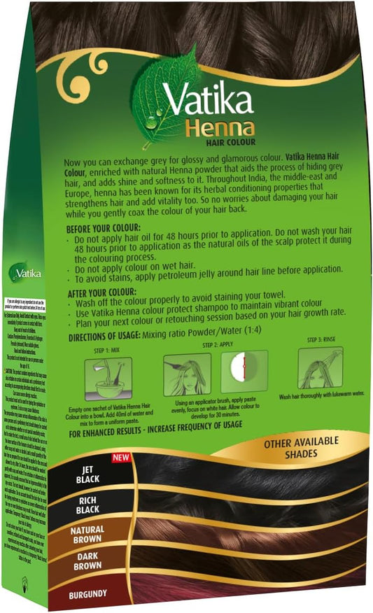 Vatika Henna Hair Colour - Black Brown, 100% Ammonia Free (Hair Colour - Black Brown) 60G