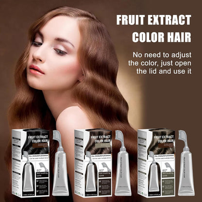 Fruit Essence Hair Dyeing Comb, Fruit Hair Dye Cream for Grey Hairs Coverage - Natural, Plant-Based Extract Hairs Dye Essence, Ammonia-Free, Keratin Ha-ir Color for Men Women (1,Black)