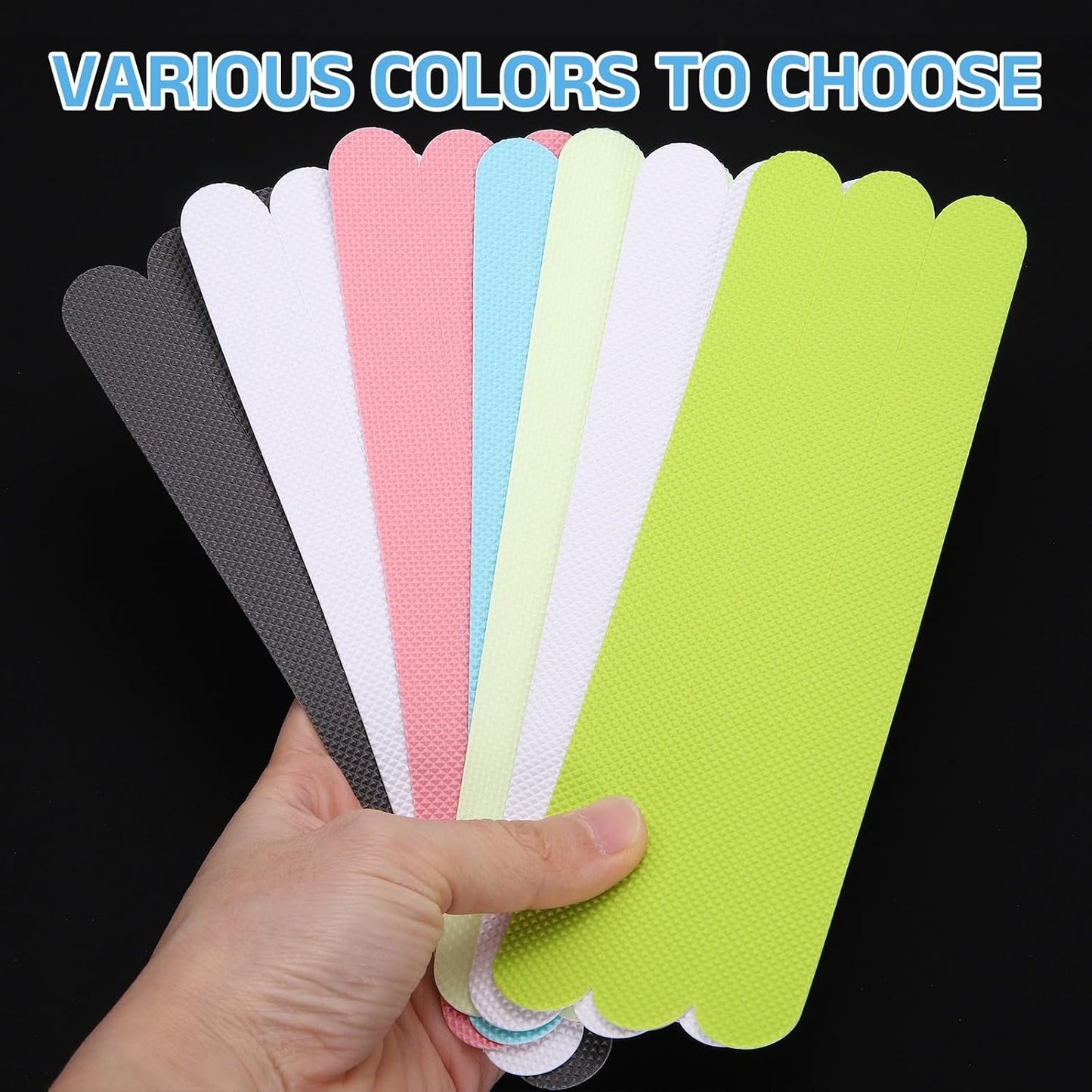 sourcing map 24Pcs Non-Slip Bathtub Stickers, 20x2 cm Strip Shape Shower Floor Non Slip Stickers with Scraper for Bathroom Shower Stairs Ladders, Blue