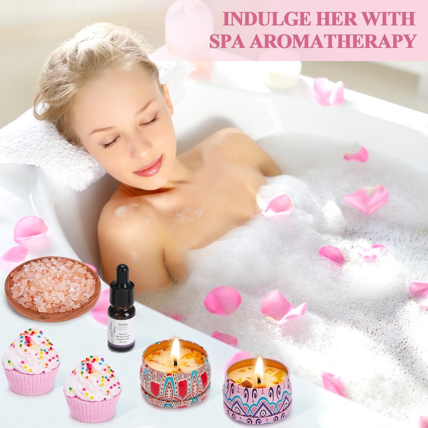 Birthday Pamper Gifts for Women, Happy Birthday Hampers Gift Box for Her, Female Relaxation Self Care Package Birthday Presents for Women Best Friends, Mum, Sister, Auntie, Birthday Basket Gift Ideas