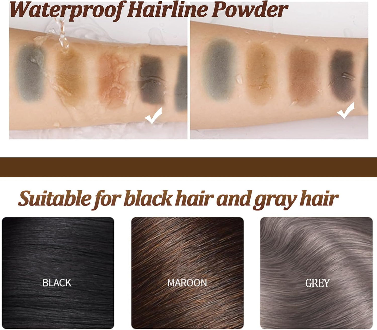 Instantly Hairline Shadow - Hairline Powder - Quick Cover Grey Hair in Hair Regrowth Treatments - Windproof Sweatproof Hair Touch-Up for Root Concealer - Long Lasting with Mirror &amp; Puff (Black)