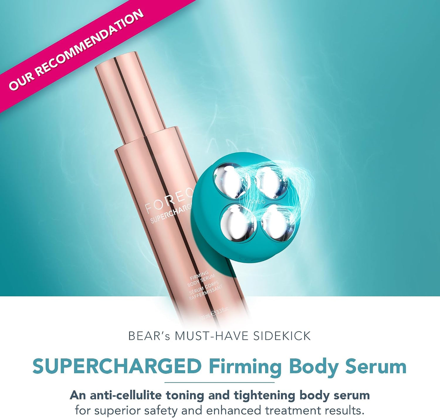 FOREO Bear 2 Body Advanced Microcurrent Body Sculpting Machine, Cellulite Massager &amp; Lymphatic Drainage, Firm &amp; Contour, Body Massager, Increases Absorption of Skin Care Products, Evergreen