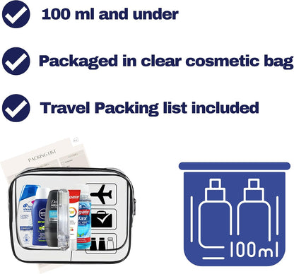 Men’s Travel Toiletries Set – Airport Approved Travel Size Toiletries Kit for Men, Overnight Essentials for Hospital, Camping &amp; Holidays, Clear Travel Bag