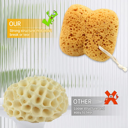 2Pcs Natural Sea Sponge,Larger Shower Sponges for Women Men, Exfoliating Body Sponge Dense Foam for Gentle &amp; Deep Cleansing, Ultra-Soft for Sensitive Dry Skin