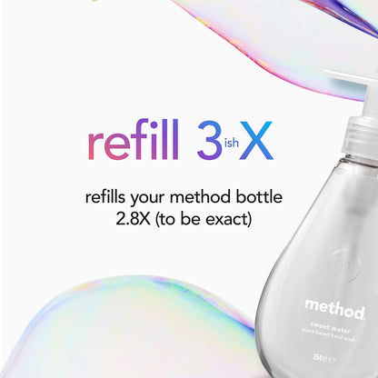 Method Hand Wash Refill, Hand Soap, Gentle Hand Cleansing, Fresh Sweet Water Scent, Pack of 1, 2 x 1L