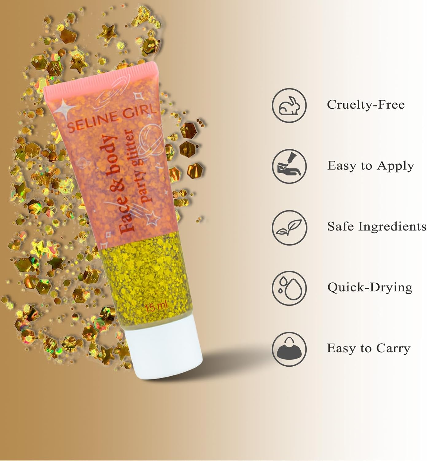 5Pcs Face Chunky Glitter Gel,75ml Mermaid Sequins for Body &amp; Hair &amp; Face &amp; Eye &amp; Lip Festival Holographic Glitter for Party Show Nightclub Art Festival Makeup Decoration,Vegan, Cruelty-Free