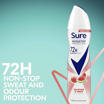 Sure Uplifting &amp; Fresh MotionSense technology deodorant spray Anti-perspirant Deodorant Aerosol 72h protection against sweat and odour (Pack of 2)