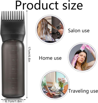 Hair Dye Brush Bottle Hair Root Comb Applicator Bottles Hair Dye Tools Applicator Brush Bottles for Salon (black)