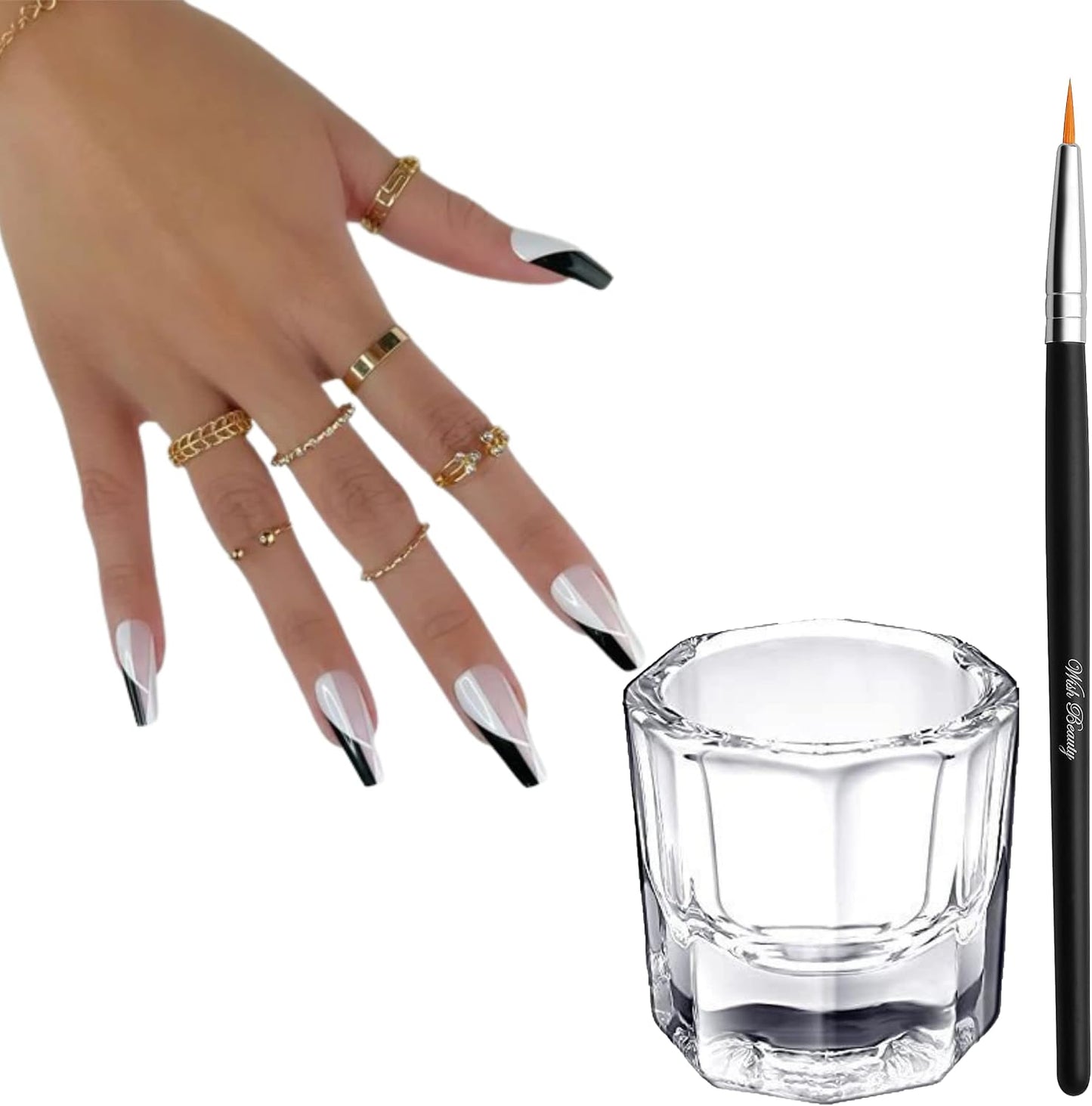 Glamified, glam Crystal Clear Acrylic Liquid Powder Glass Dappen Dish Glass Cup Tint Lash Brush + Dappen Mixing Dish | Eyelash Eyebrow Tinting Tint (Tint Brush + Dappen Dish)