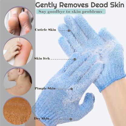 8 Pcs Shower Gloves Exfoliating, Double Sided Deep Clean Body Exfoliator Scrub for Women &amp; Men (4 Pairs) Shower Gloves Bath Sponge Exfoliating Mitt for Shower, Spa, Massage, Dead Skin Cell Remover