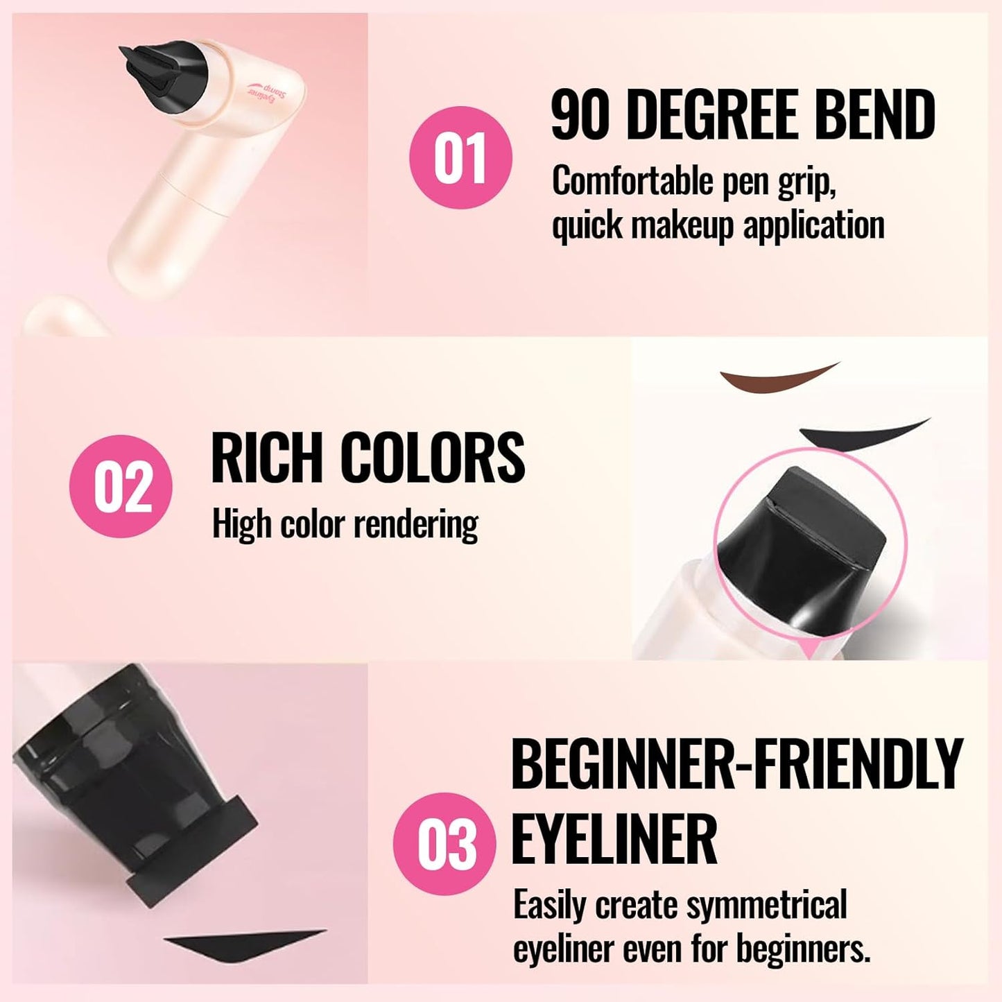 Erinde Brown Eyeliner Stamp Set, Dual-End Rotatable Liquid Eyeliner Pencil, Waterproof &amp; Smudge-Proof Long Lasting Makeup, Winged Eyeliner for Beginners and Makeup Enthusiasts