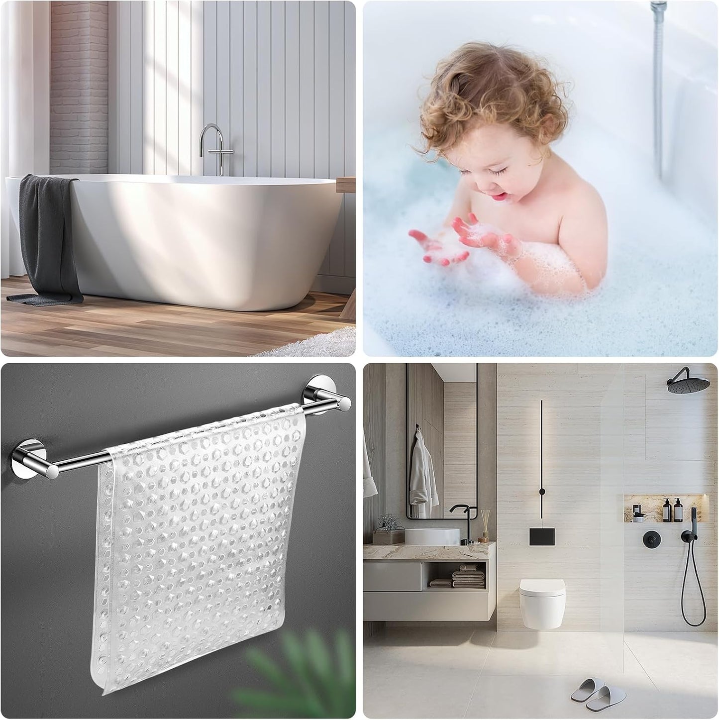 DOPROP Extra Long Anti-Slip Bathtub Mat - 100x40 cm Clear Bath Mat with Strong Suction Cups, Non-Slip Shower Floor Mat for Elderly, Children, Adults - Waterproof Safety Grip for Tub &amp; Bath