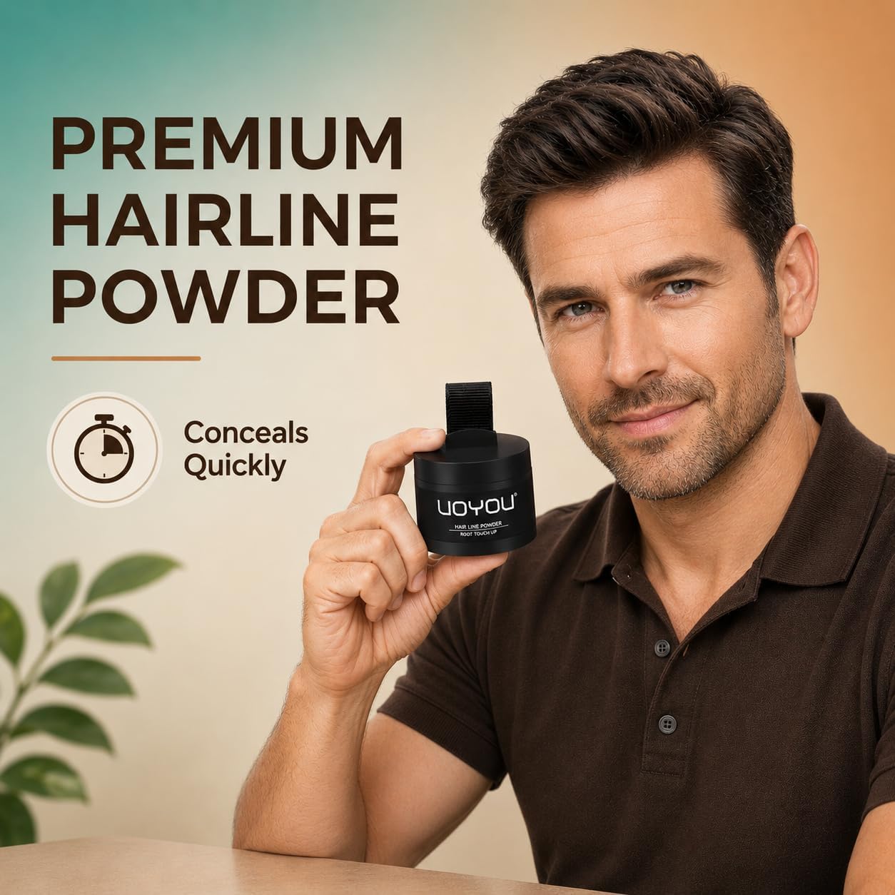 Root Touch Up Powder, Instantly Conceals Hair Loss &amp; Gray Roots, Water &amp; Sweat Resistant, Men &amp; Women's Thinning Hair Solution, Includes Brush (Dark Brown)