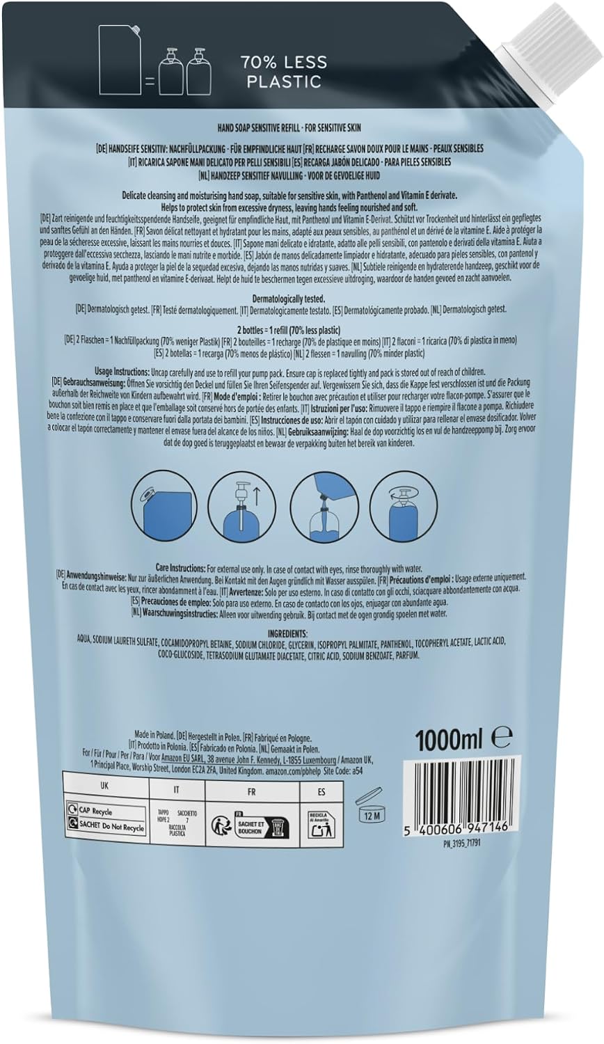by Amazon Sensitive Hand Soap Refill, 2 x 1000ml